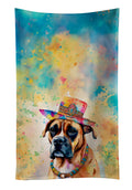 Boxer Hippie Dawg Kitchen Towel Velour Plush Front and Cotton Loop Back Machine Washable