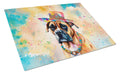 Boxer Hippie Dawg Cutting Board Tempered Glass Kitchen Cutting Surface, Heat Resistant Chopping, Non-Slip Feet, Food Prep & Serving
