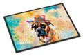 Boxer Hippie Dawg Doormat Indoor Outdoor 18H X 27W Front Door Mat Rugs for Entryway, Non Slip Washable