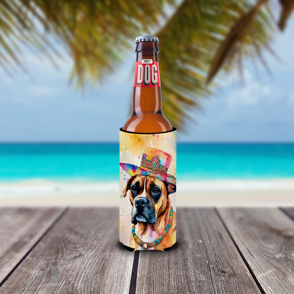 Boxer Hippie Dawg Slim Can Hugger , Insulated Foam Hugger for 12 oz Slim Cans, Beer Bottles & Water Bottles, Printed in USA