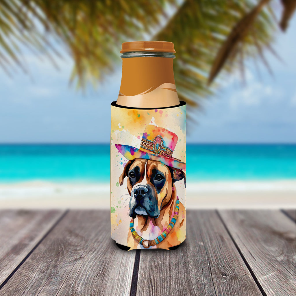 Boxer Hippie Dawg Slim Can Hugger , Insulated Foam Hugger for 12 oz Slim Cans, Beer Bottles & Water Bottles, Printed in USA