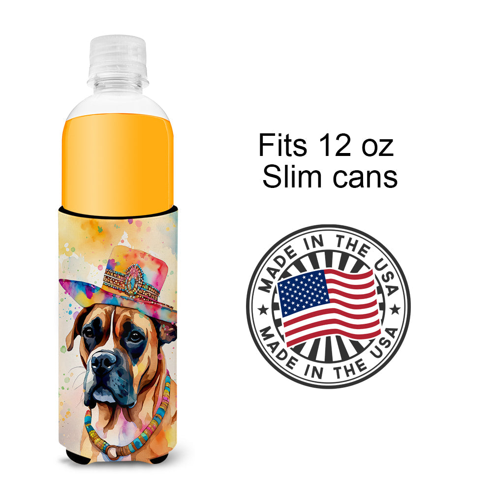 Boxer Hippie Dawg Slim Can Hugger , Insulated Foam Hugger for 12 oz Slim Cans, Beer Bottles & Water Bottles, Printed in USA