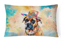 Boxer Hippie Dawg Decorative Throw Pillow 12x16 Indoor Outdoor Accent Cushion, Fabric Cover with Insert for Sofa, Bed, Porch & Living Room