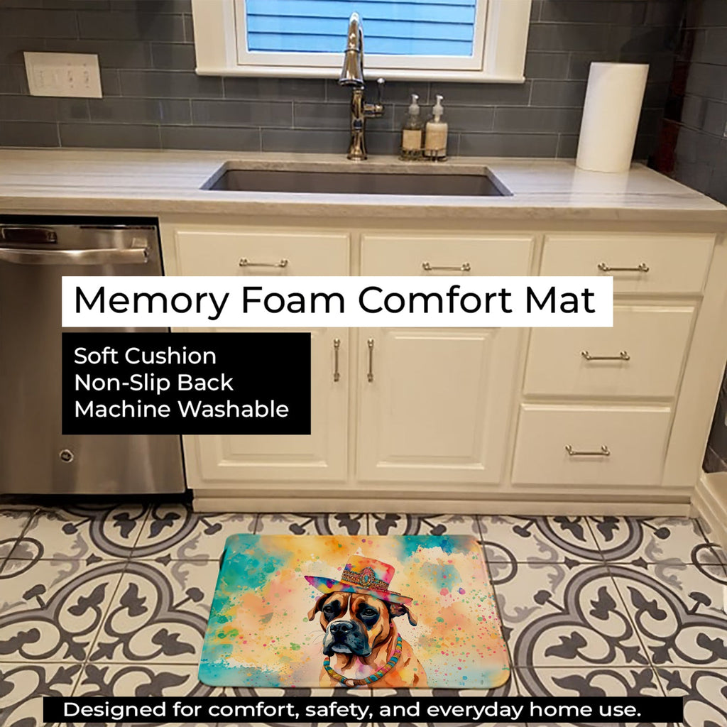 Boxer Hippie Dawg Memory Foam Kitchen Mat Machine Washable Anti-Fatigue Cushion Comfort Bath or Kitchen Rug