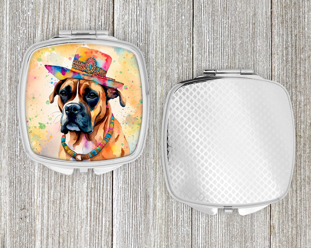 Boxer Hippie Dawg Compact Mirror Decorative Travel Makeup Mirror for Women Girls Gifts Pocket Makeup Mirror Folding Handheld