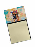 Boxer Hippie Dawg Watercolor Sticky Note Holder Refillable Dispenser Desk Accessory 3x3 Pad Gift