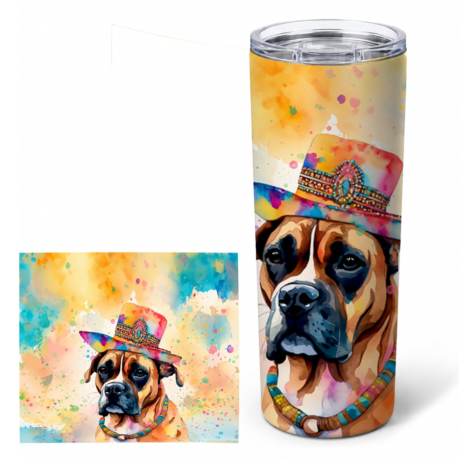 Boxer Hippie Dawg Stainless Steel Skinny Tumbler 20 oz Vacuum Double Walled Reusable Insulated Travel Cup