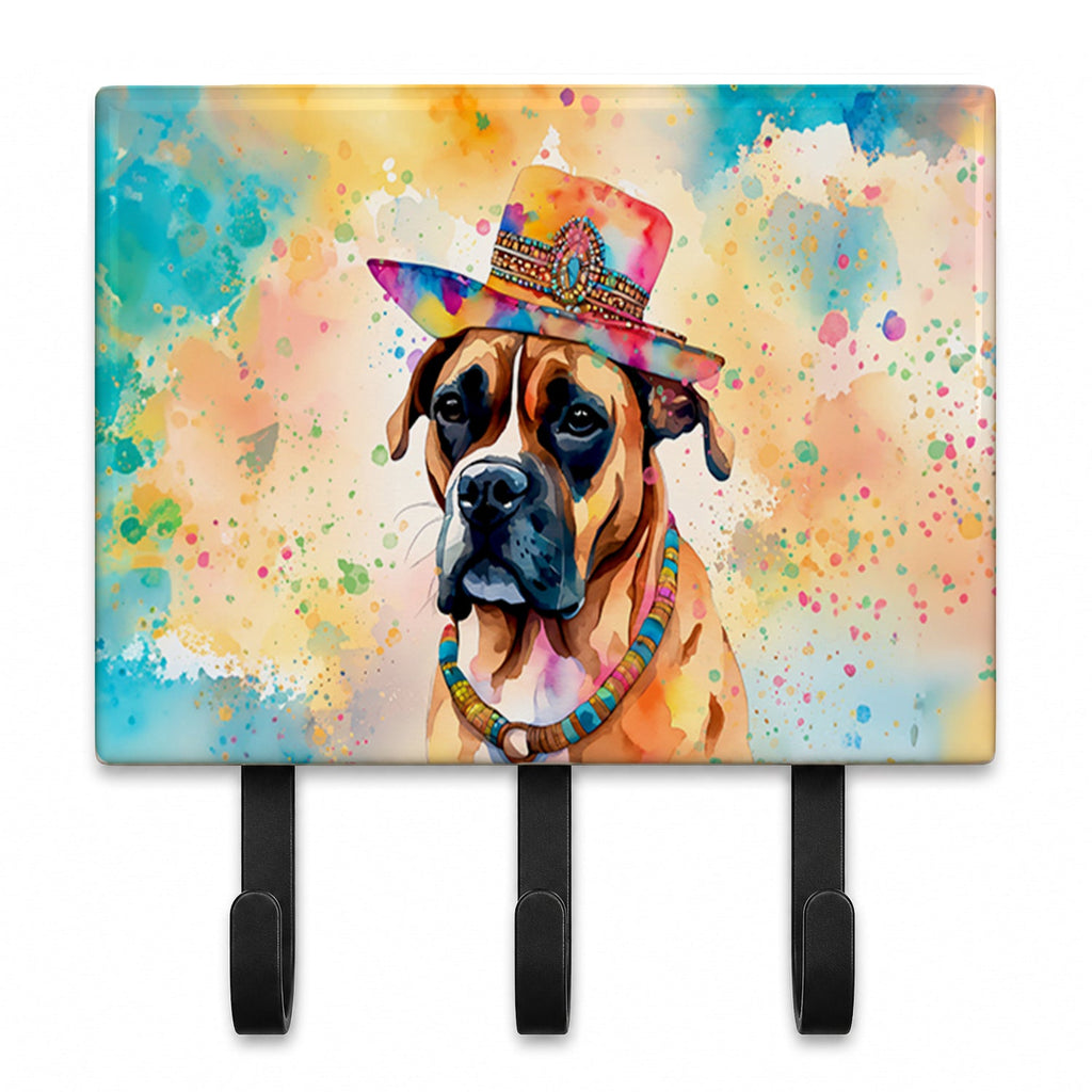 Boxer Hippie Dawg Leash or Key Holder Wall Hooks, Coat Rack Wall Mount, for Hanging Keys, Towels, Aprons, Leashes