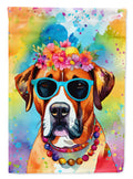 Boxer Hippie Dawg House Flag 28x40 Porch Sleeve Pole Decorative Outside Yard Banner Artwork Wall Hanging, Polyester