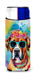 Boxer Hippie Dawg Slim Can Hugger , Insulated Foam Hugger for 12 oz Slim Cans, Beer Bottles & Water Bottles, Printed in USA
