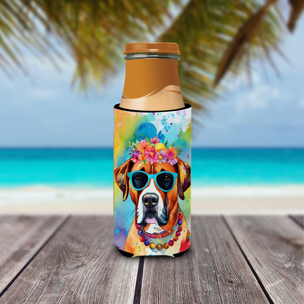 Boxer Hippie Dawg Slim Can Hugger , Insulated Foam Hugger for 12 oz Slim Cans, Beer Bottles & Water Bottles, Printed in USA