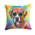 Boxer Hippie Dawg Decorative Throw Pillow 14x14 Indoor Outdoor Accent Cushion, Fabric Cover with Insert for Sofa, Bed, Porch & Living Room