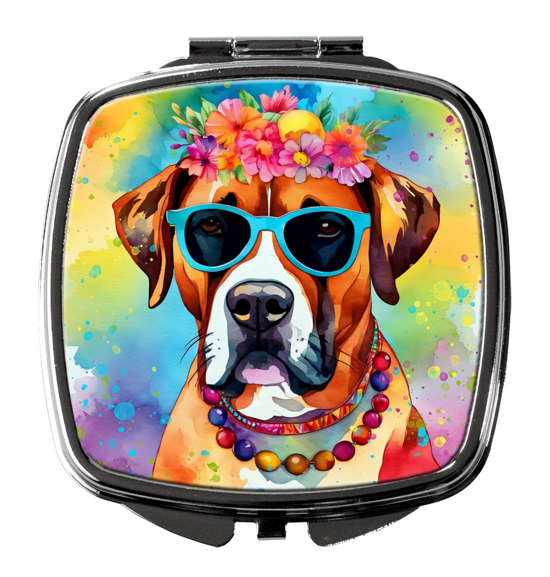 Boxer Hippie Dawg Compact Mirror Decorative Travel Makeup Mirror for Women Girls Gifts Pocket Makeup Mirror Folding Handheld