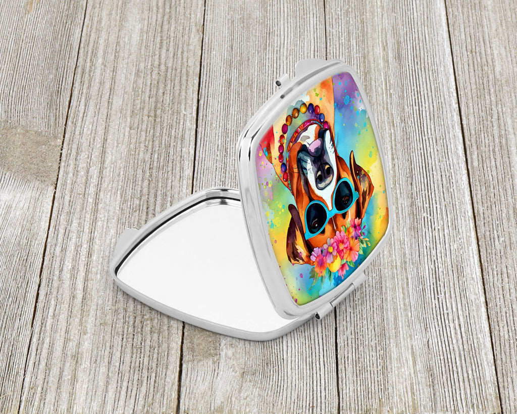 Boxer Hippie Dawg Compact Mirror Decorative Travel Makeup Mirror for Women Girls Gifts Pocket Makeup Mirror Folding Handheld