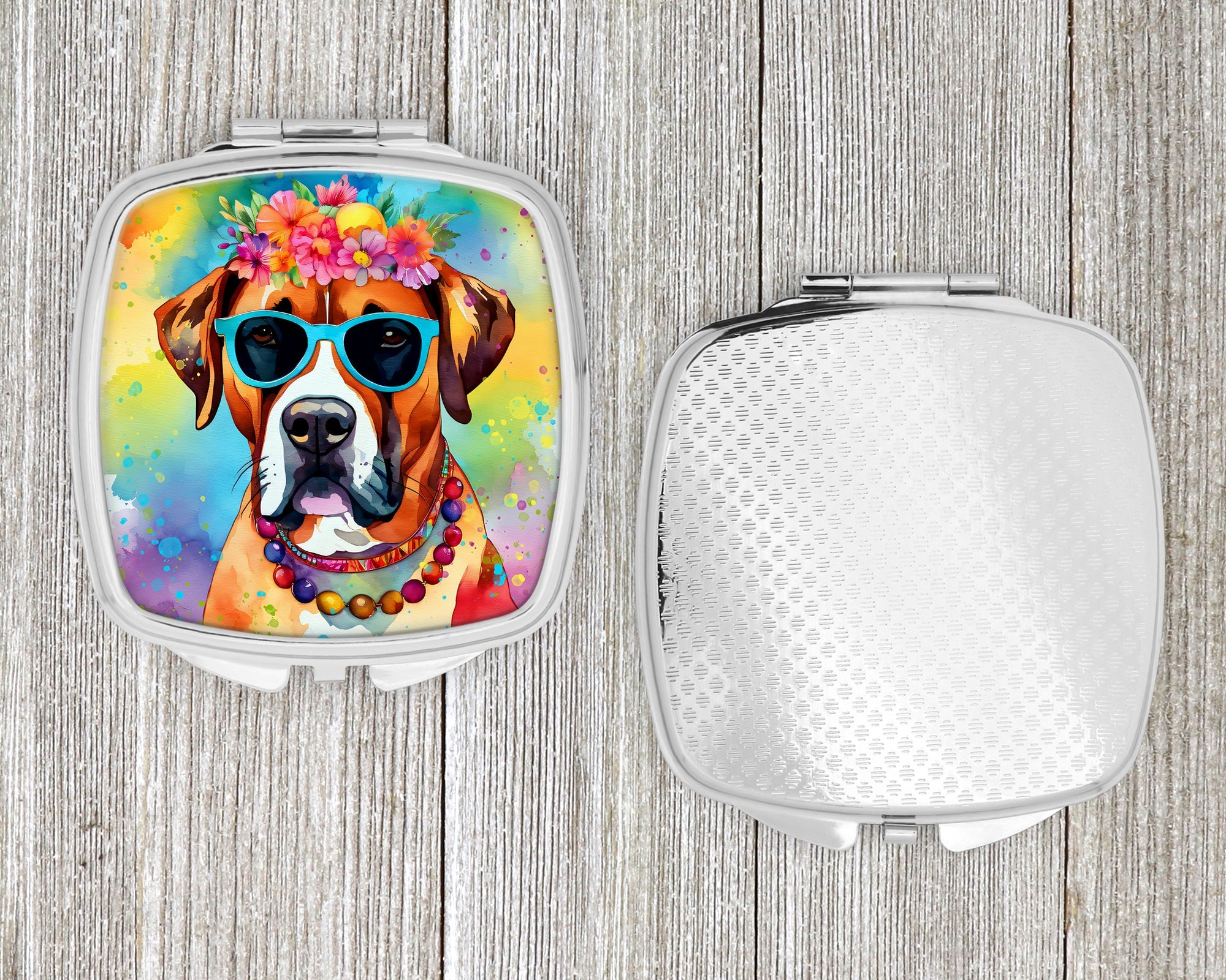 Boxer Hippie Dawg Compact Mirror Decorative Travel Makeup Mirror for Women Girls Gifts Pocket Makeup Mirror Folding Handheld