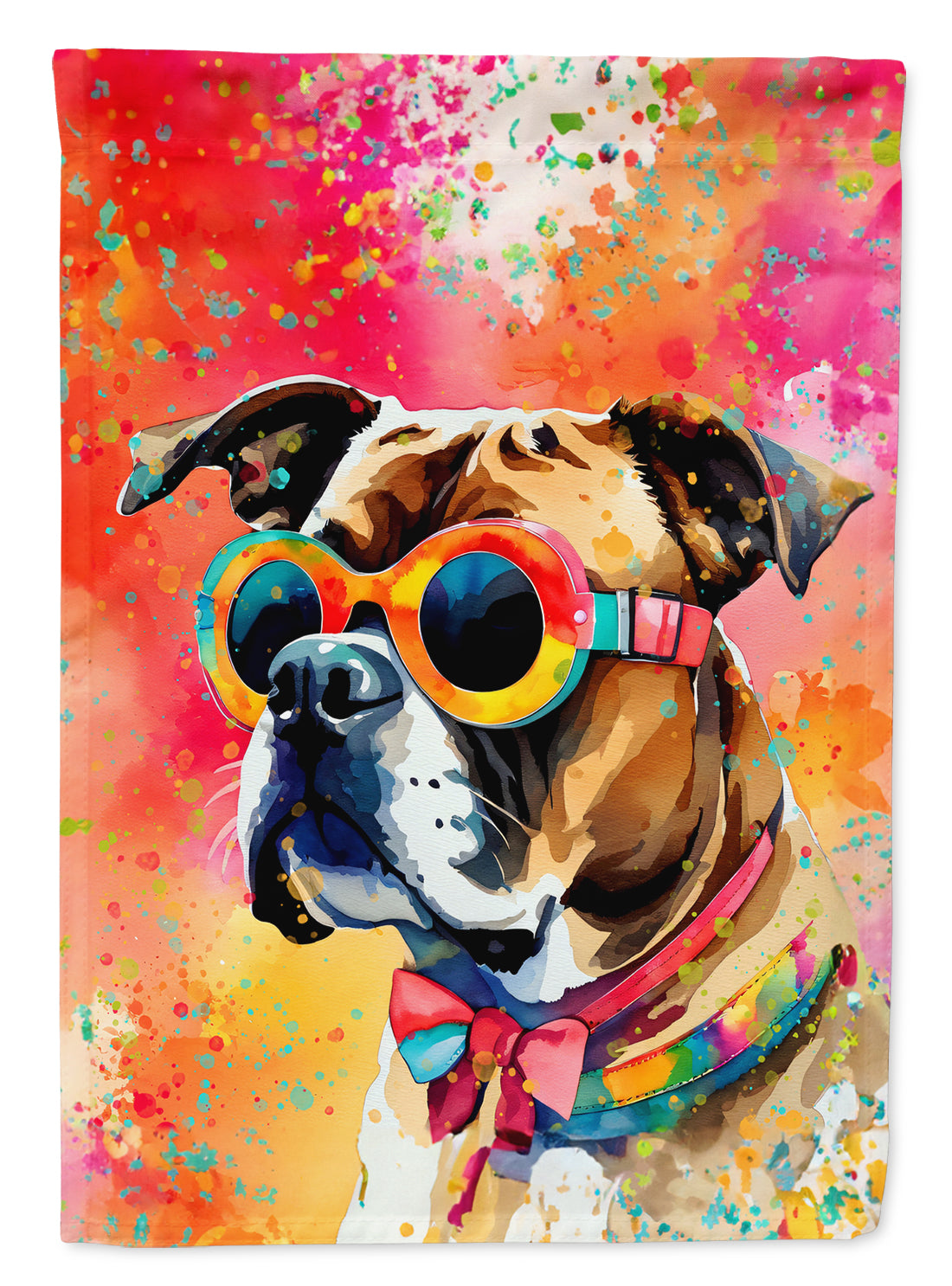 Boxer Hippie Dawg House Flag 28x40 Porch Sleeve Pole Decorative Outside Yard Banner Artwork Wall Hanging, Polyester