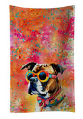 Boxer Hippie Dawg Kitchen Towel Velour Plush Front and Cotton Loop Back Machine Washable