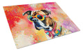 Boxer Hippie Dawg Cutting Board Tempered Glass Kitchen Cutting Surface, Heat Resistant Chopping, Non-Slip Feet, Food Prep & Serving