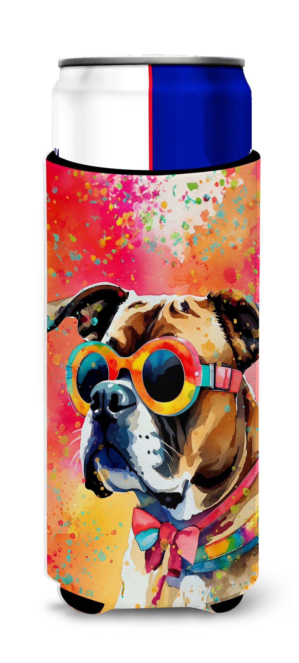 Boxer Hippie Dawg Slim Can Hugger , Insulated Foam Hugger for 12 oz Slim Cans, Beer Bottles & Water Bottles, Printed in USA
