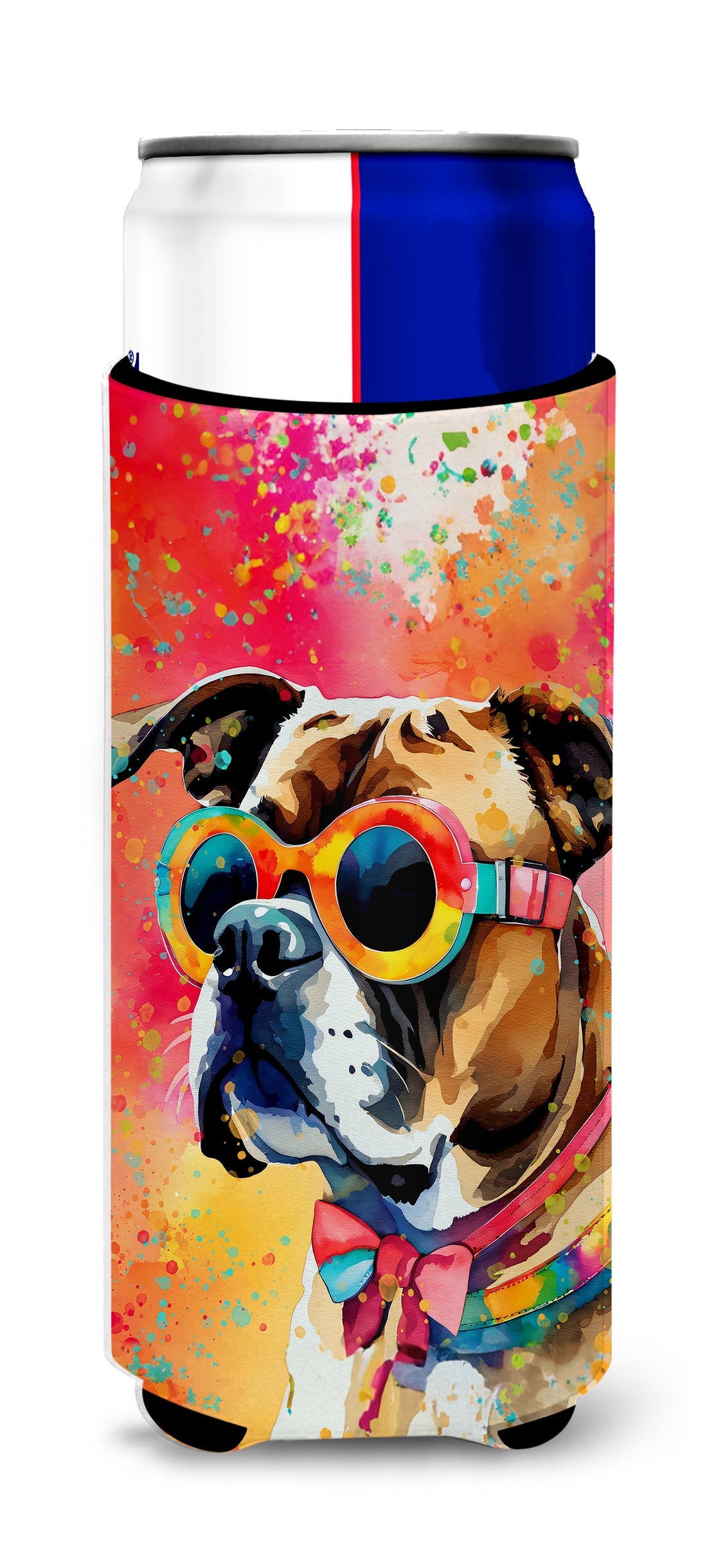 Boxer Hippie Dawg Slim Can Hugger , Insulated Foam Hugger for 12 oz Slim Cans, Beer Bottles & Water Bottles, Printed in USA