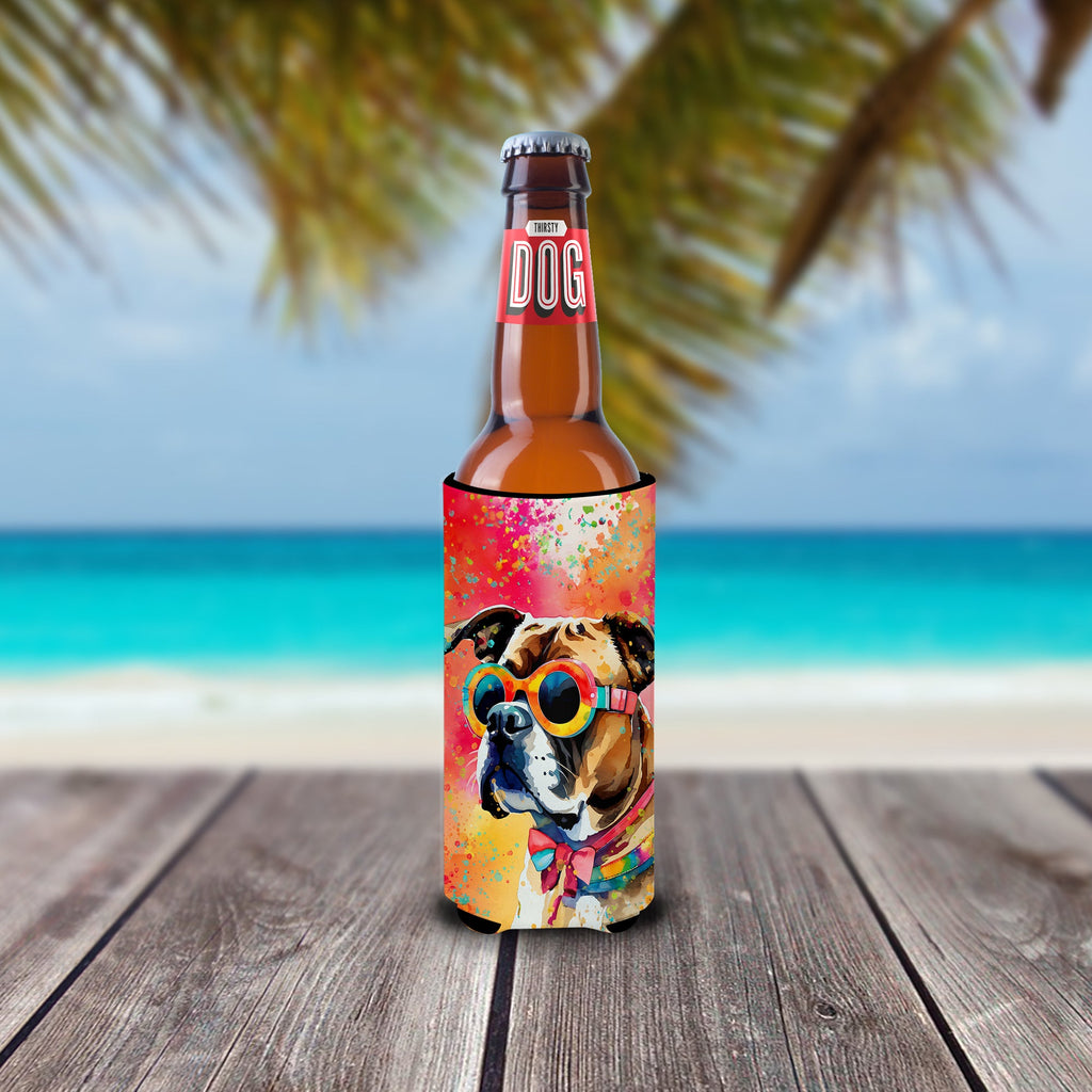 Boxer Hippie Dawg Slim Can Hugger , Insulated Foam Hugger for 12 oz Slim Cans, Beer Bottles & Water Bottles, Printed in USA