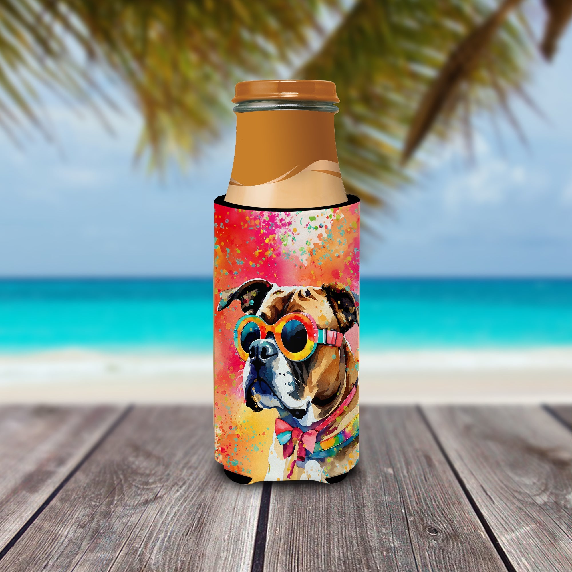Boxer Hippie Dawg Slim Can Hugger , Insulated Foam Hugger for 12 oz Slim Cans, Beer Bottles & Water Bottles, Printed in USA