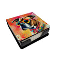 Boxer Hippie Dawg PU Leather Note Paper Holder with Artist-Designed Cover, Desk Accessory, Office Gift