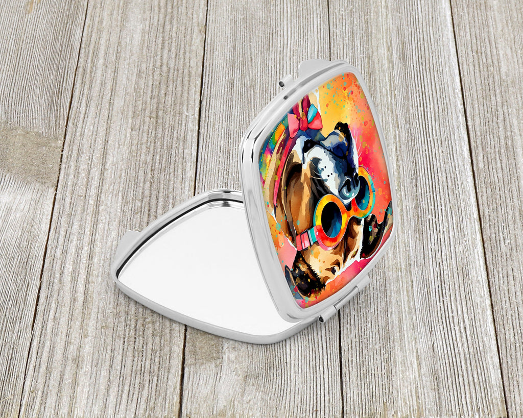Boxer Hippie Dawg Compact Mirror Decorative Travel Makeup Mirror for Women Girls Gifts Pocket Makeup Mirror Folding Handheld