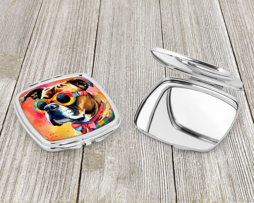 Boxer Hippie Dawg Compact Mirror Decorative Travel Makeup Mirror for Women Girls Gifts Pocket Makeup Mirror Folding Handheld
