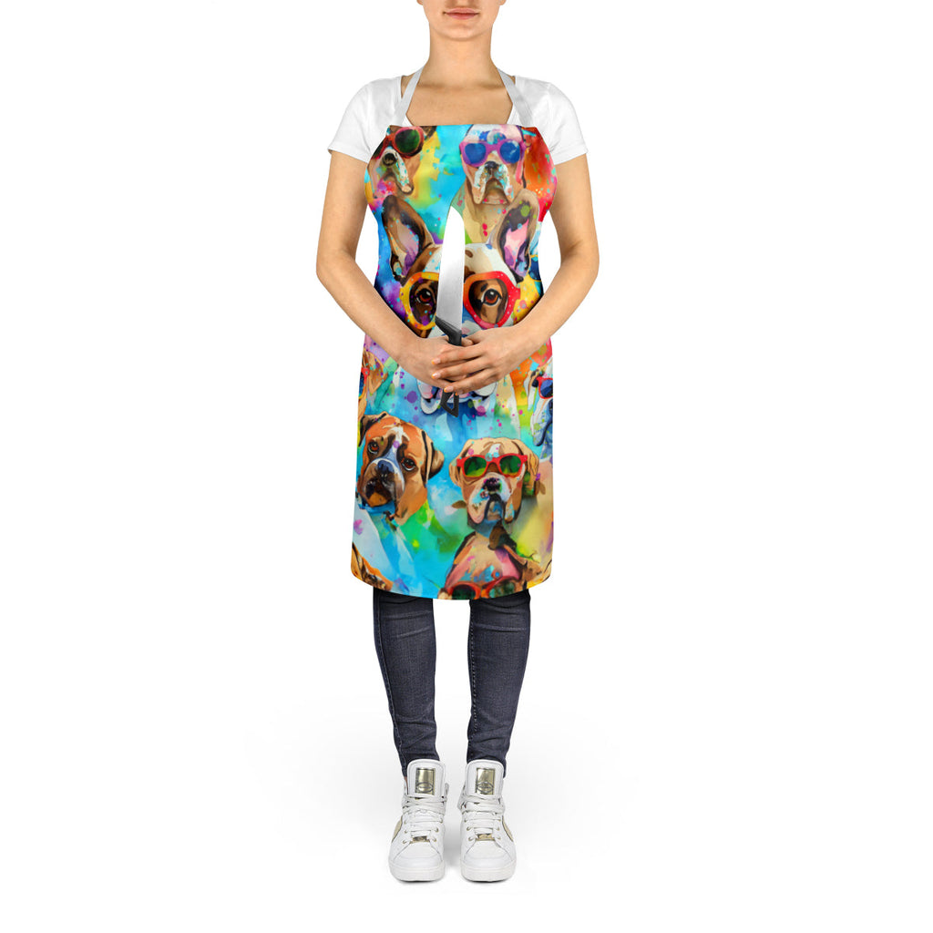 Boxer Hippie Dawg Apron Cooking Kitchen Server Baking Crafts Gardening for Adult Women Men, Unisex, Large, Multicolor