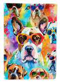 Boxer Hippie Dawg House Flag 28x40 Porch Sleeve Pole Decorative Outside Yard Banner Artwork Wall Hanging, Polyester