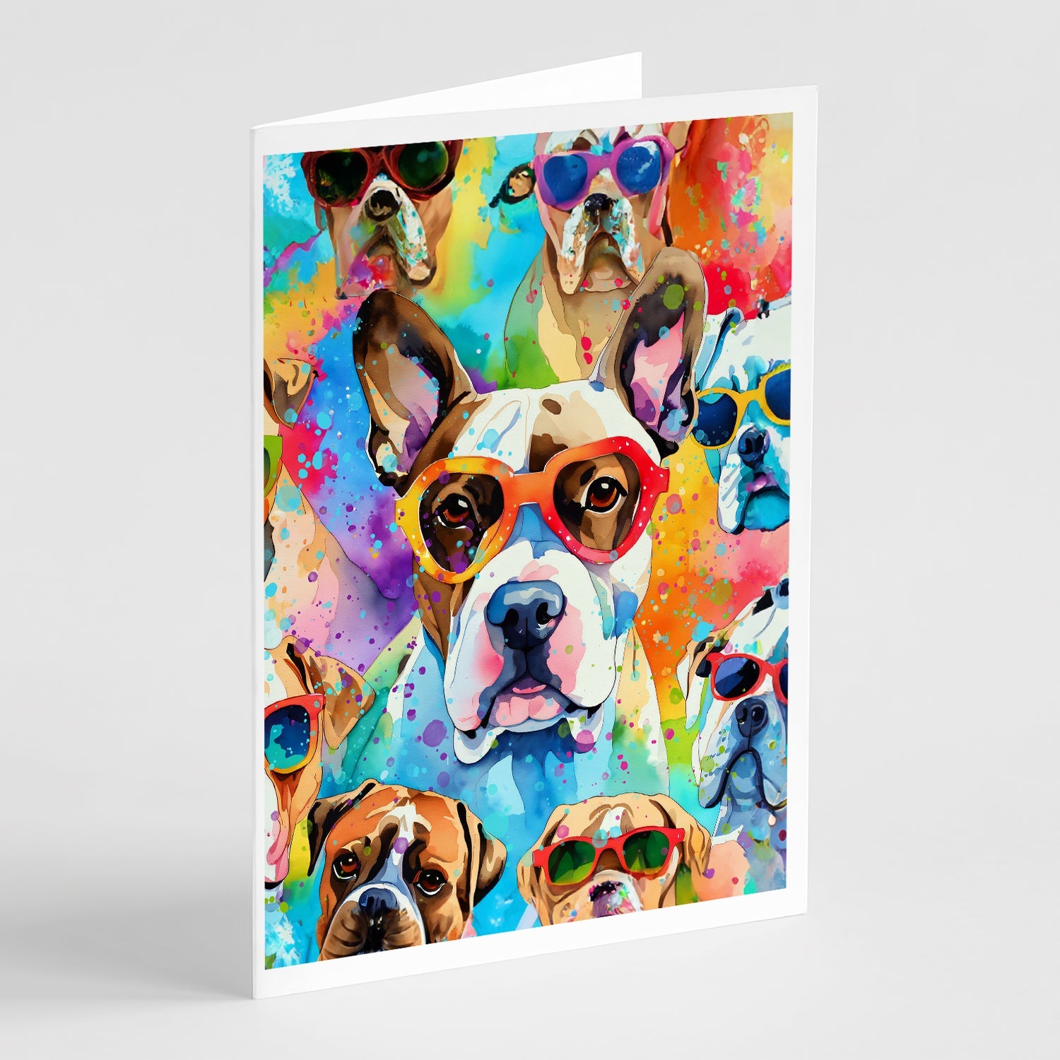 Boxer Hippie Dawg Greeting Cards Pack of 8 Blank Cards with Envelopes Whimsical A7 Size 5x7