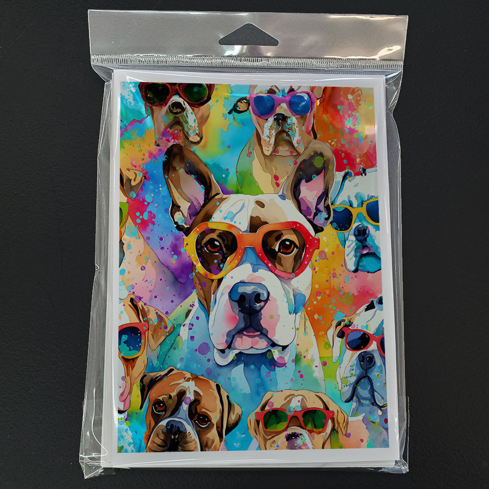 Boxer Hippie Dawg Greeting Cards Pack of 8 Blank Cards with Envelopes Whimsical A7 Size 5x7