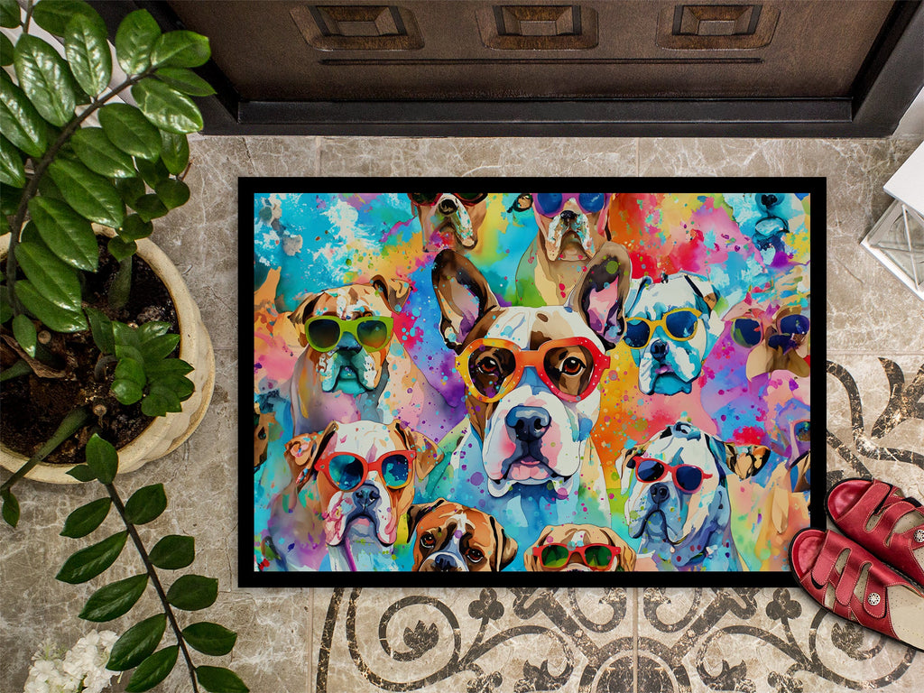 Boxer Hippie Dawg Doormat Indoor Outdoor 24H X 36W Front Door Mat Rugs for Entryway, Non Slip Washable Low Pile,