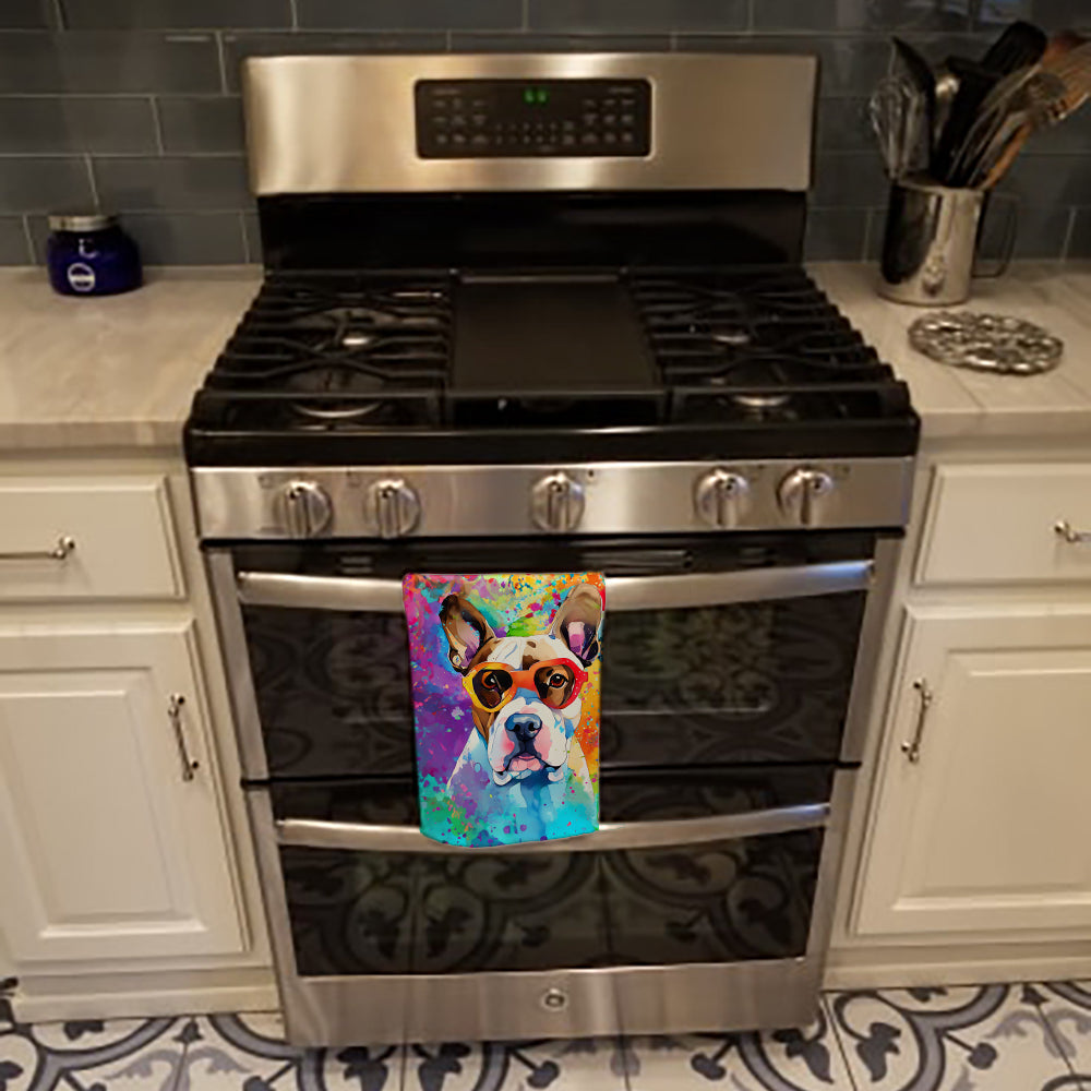 Boxer Hippie Dawg Kitchen Towel Velour Plush Front and Cotton Loop Back Machine Washable
