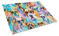 Boxer Hippie Dawg Cutting Board Tempered Glass Kitchen Cutting Surface, Heat Resistant Chopping, Non-Slip Feet, Food Prep & Serving