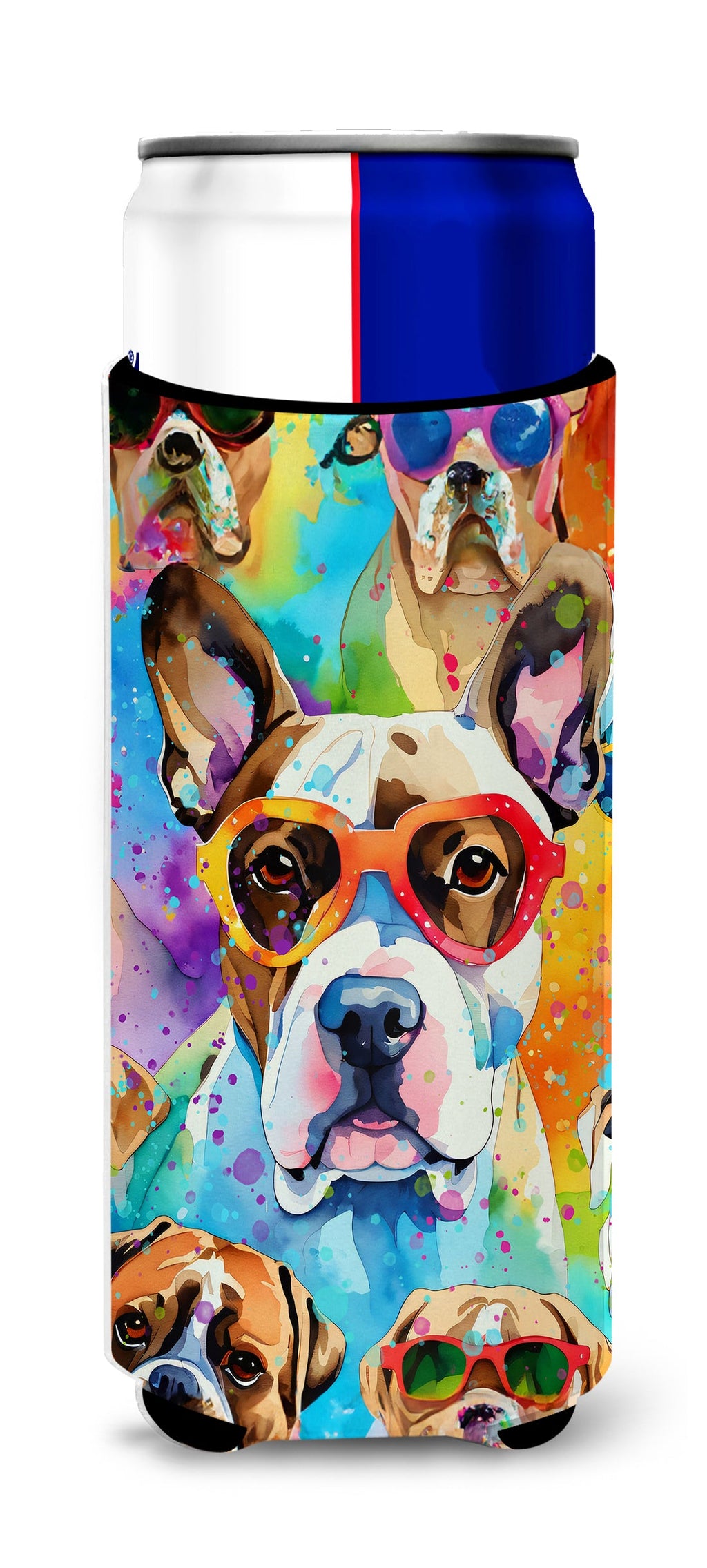 Boxer Hippie Dawg Slim Can Hugger , Insulated Foam Hugger for 12 oz Slim Cans, Beer Bottles & Water Bottles, Printed in USA