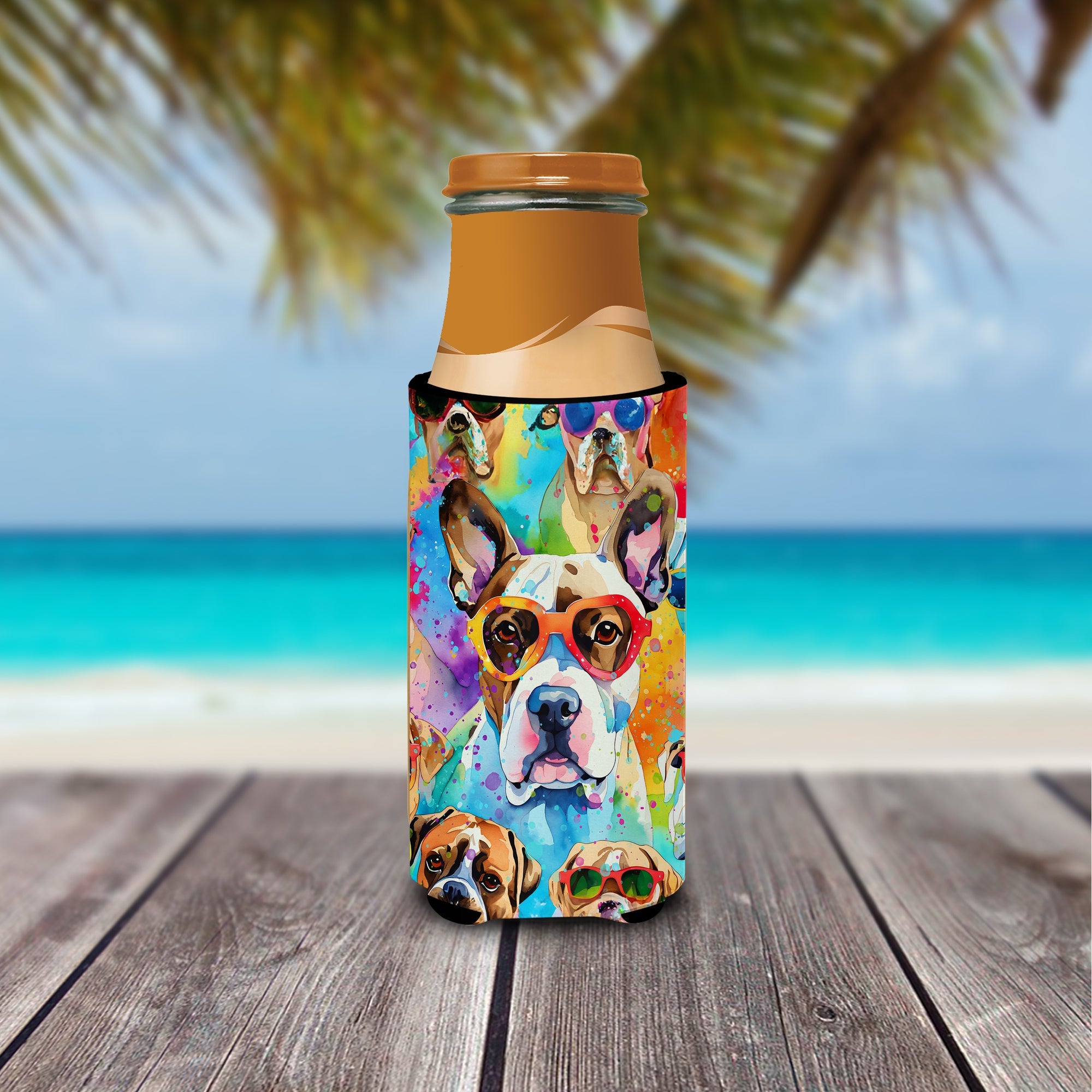 Boxer Hippie Dawg Slim Can Hugger , Insulated Foam Hugger for 12 oz Slim Cans, Beer Bottles & Water Bottles, Printed in USA