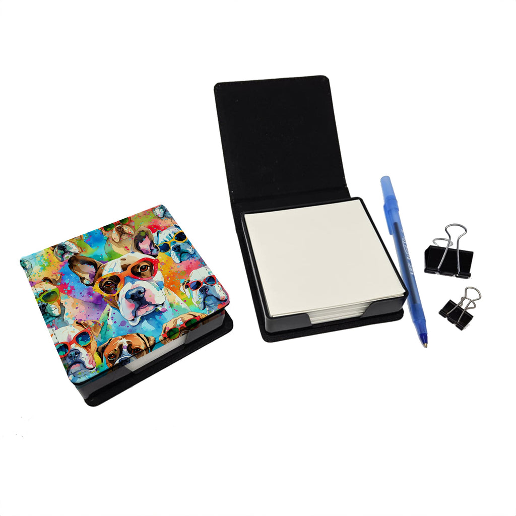 Boxer Hippie Dawg PU Leather Note Paper Holder with Artist-Designed Cover, Desk Accessory, Office Gift