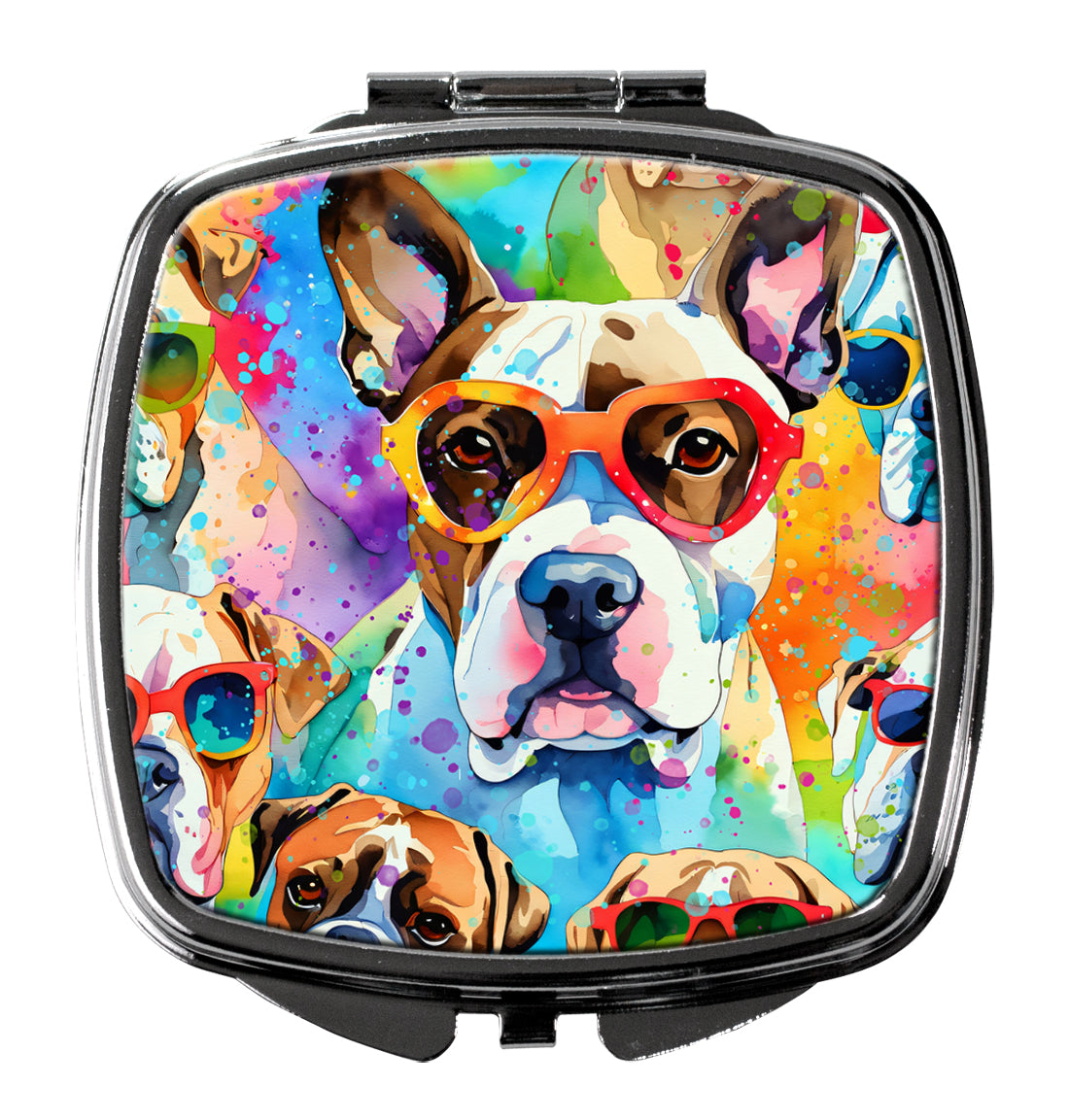 Boxer Hippie Dawg Compact Mirror Decorative Travel Makeup Mirror for Women Girls Gifts Pocket Makeup Mirror Folding Handheld