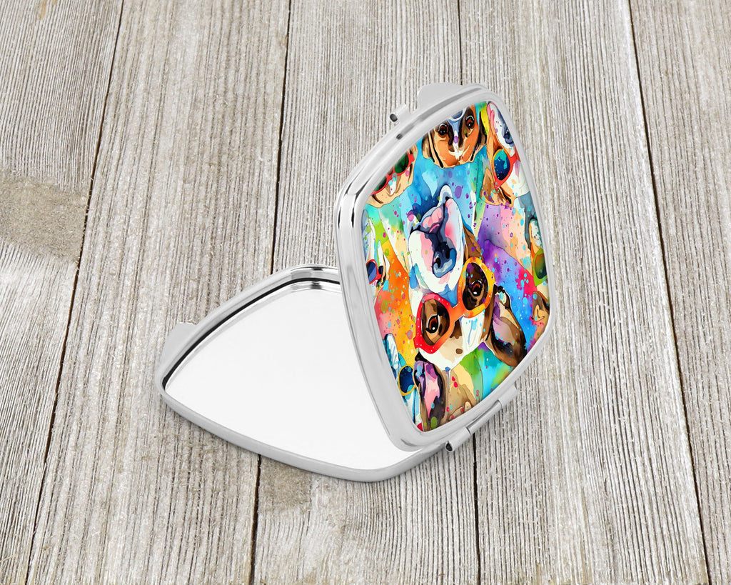 Boxer Hippie Dawg Compact Mirror Decorative Travel Makeup Mirror for Women Girls Gifts Pocket Makeup Mirror Folding Handheld