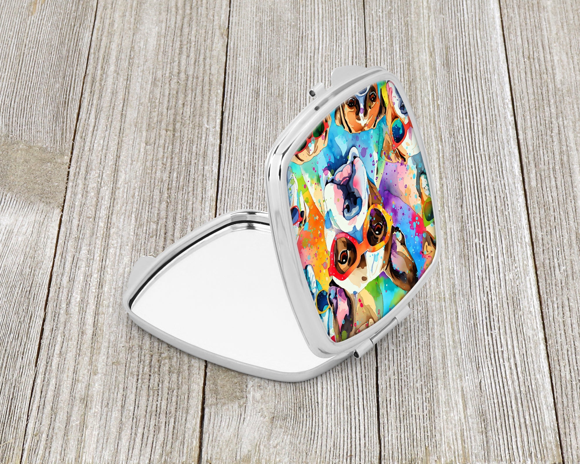 Boxer Hippie Dawg Compact Mirror Decorative Travel Makeup Mirror for Women Girls Gifts Pocket Makeup Mirror Folding Handheld