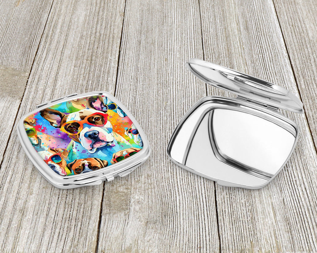 Boxer Hippie Dawg Compact Mirror Decorative Travel Makeup Mirror for Women Girls Gifts Pocket Makeup Mirror Folding Handheld