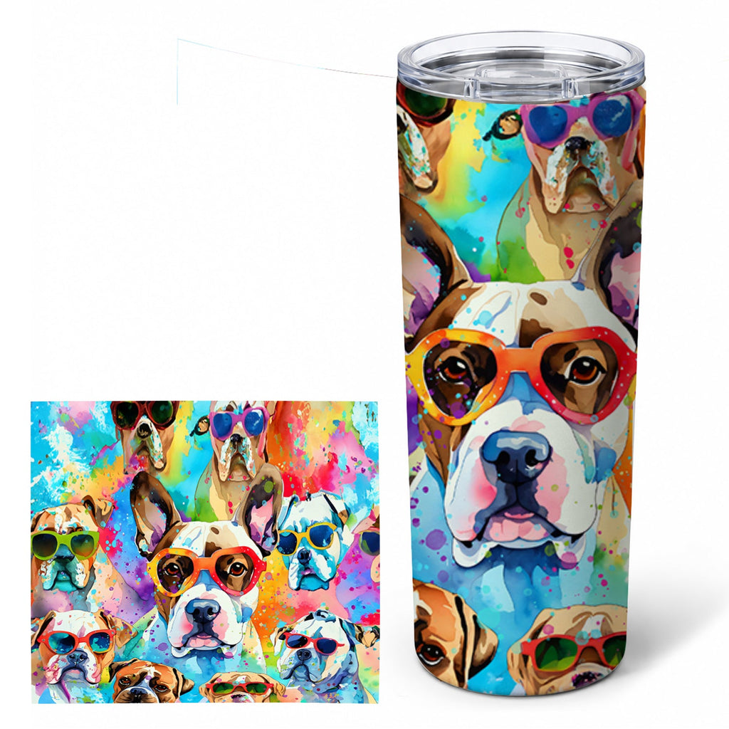 Boxer Hippie Dawg Stainless Steel Skinny Tumbler 20 oz Vacuum Double Walled Reusable Insulated Travel Cup