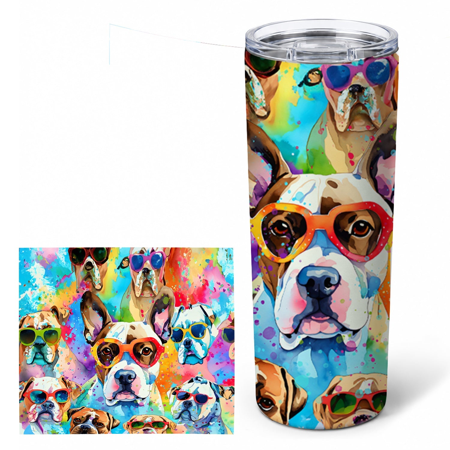 Boxer Hippie Dawg Stainless Steel Skinny Tumbler 20 oz Vacuum Double Walled Reusable Insulated Travel Cup