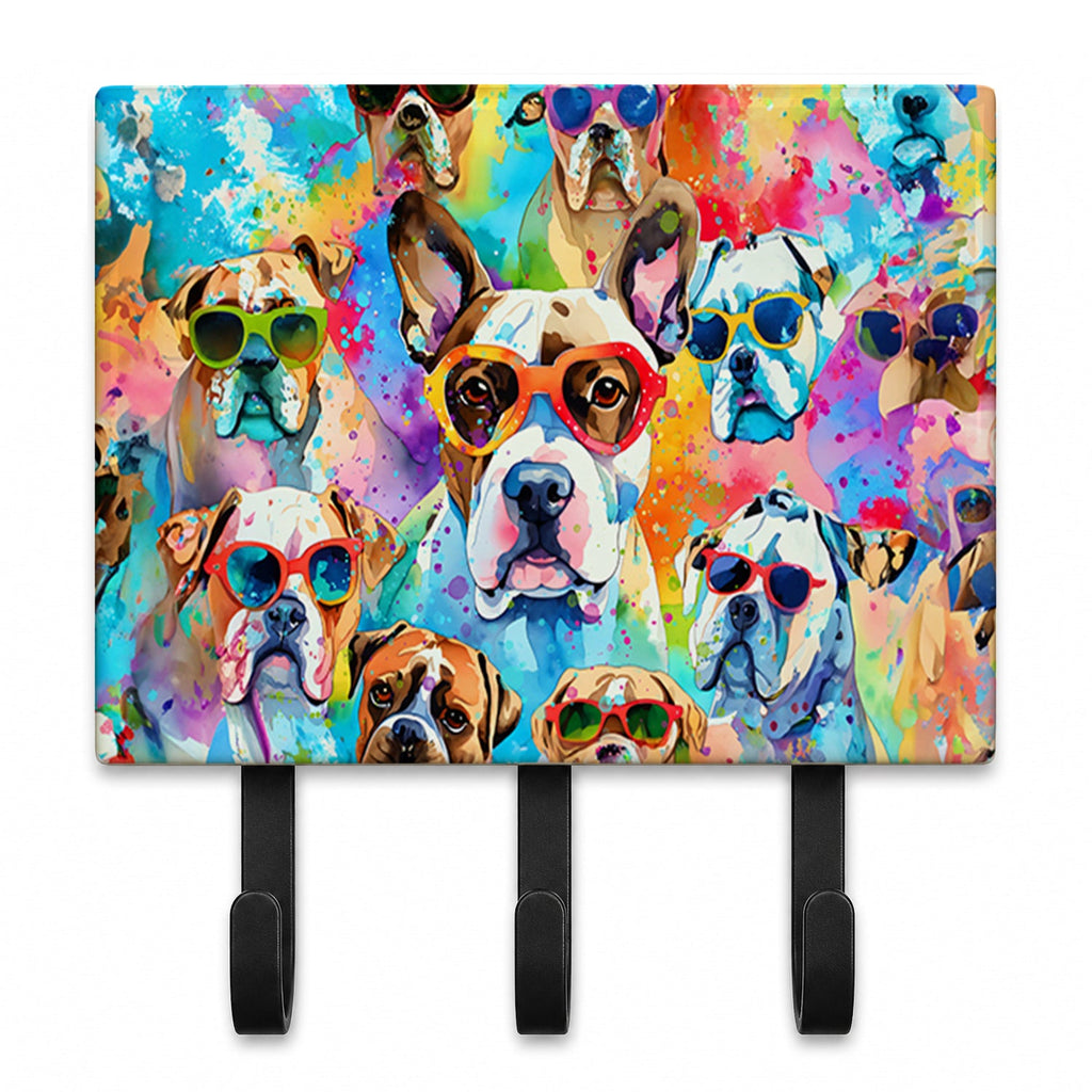 Boxer Hippie Dawg Leash or Key Holder Wall Hooks, Coat Rack Wall Mount, for Hanging Keys, Towels, Aprons, Leashes