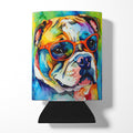 English Bulldog Hippie Dawg Can or Bottle Hugger Cooler Sleeve for Standard 12 oz Cans, Insulated Foam Beer & Soda Can Hugger Reusable