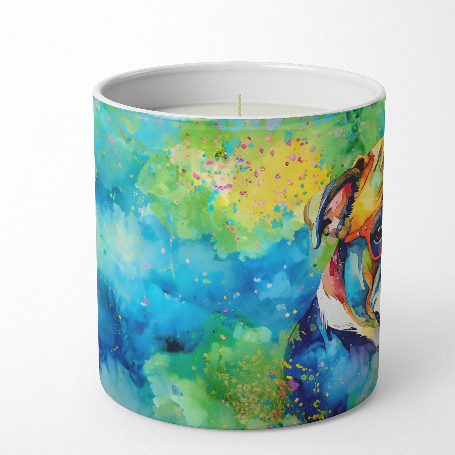English Bulldog Hippie Dawg Decorative Soy Candle Nature Soy Wax Essential Oil Home Decor Ideal for Bedroom Kitchen Bath Office Gift, 10 oz