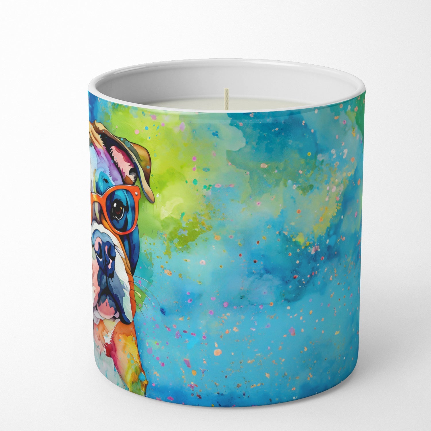 English Bulldog Hippie Dawg Decorative Soy Candle Nature Soy Wax Essential Oil Home Decor Ideal for Bedroom Kitchen Bath Office Gift, 10 oz
