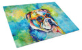 English Bulldog Hippie Dawg Cutting Board Tempered Glass Kitchen Cutting Surface, Heat Resistant Chopping, Non-Slip Feet, Food Prep & Serving